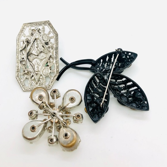 Vintage Brooch Lot Black signed Weiss - Picture 3 of 9